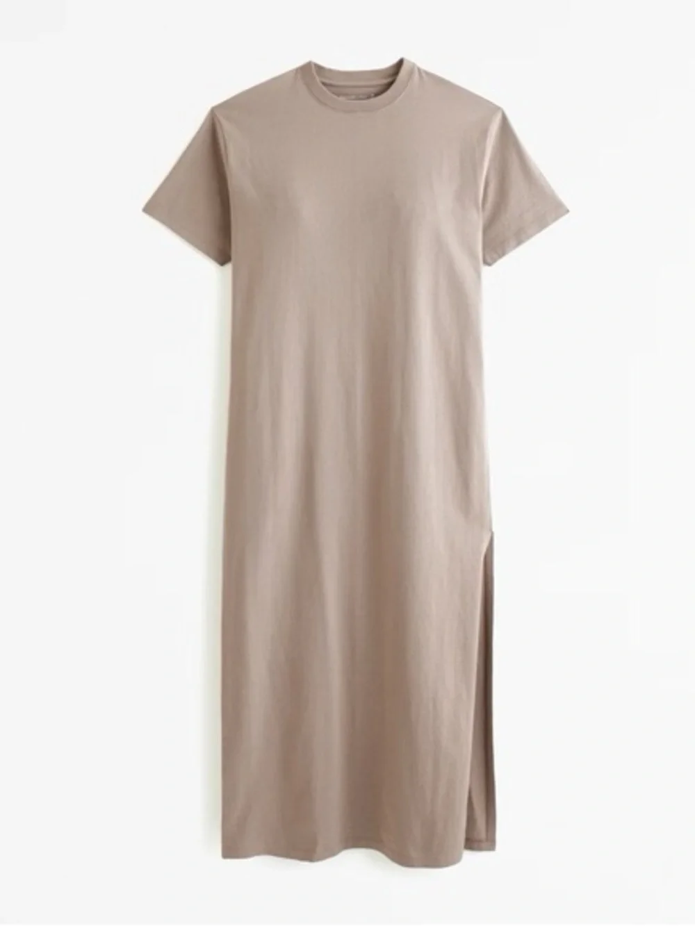 ABERCROMBIE & FITCH Taupe Cotton T-Shirt Maxi Dress | Side Slit | Size Small